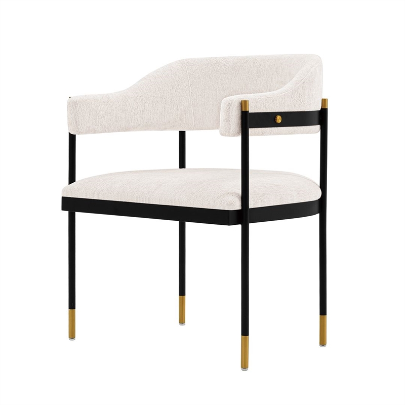 Manhattan Comfort Lia Dining Armchair with Metal Frame in Cream - Set of 2