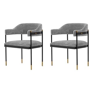 Manhattan Comfort Lia Dining Armchair with Metal Frame in Gray - Set of 2