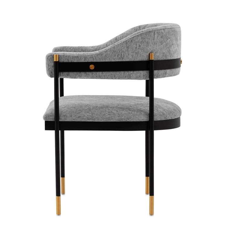 Manhattan Comfort Lia Dining Armchair with Metal Frame in Gray - Set of 2