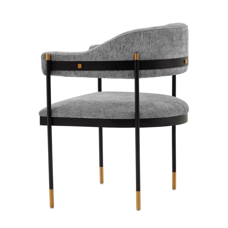 Manhattan Comfort Lia Dining Armchair with Metal Frame in Gray - Set of 2