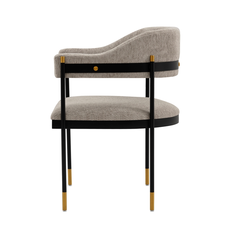 Manhattan Comfort Lia Dining Armchair with Metal Frame in Stone - Set of 2