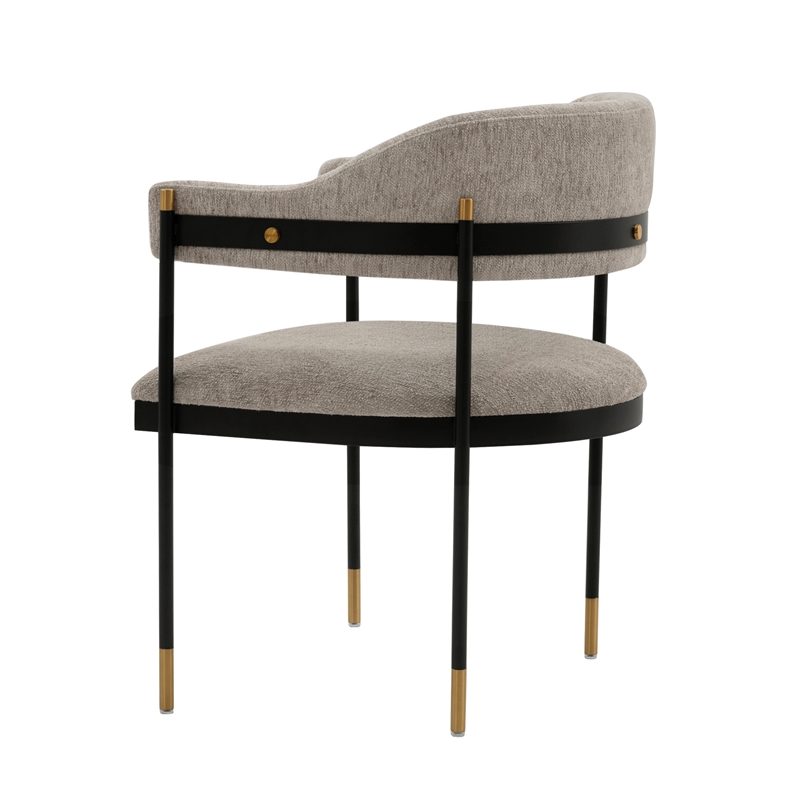 Manhattan Comfort Lia Dining Armchair with Metal Frame in Stone - Set of 2