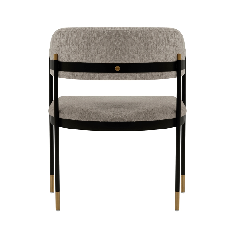 Manhattan Comfort Lia Dining Armchair with Metal Frame in Stone - Set of 2