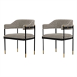 Manhattan Comfort Lia Dining Armchair with Metal Frame in Stone - Set of 2