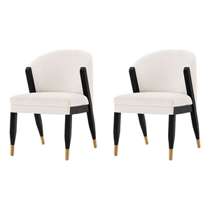 Manhattan Comfort Ola Dining Chair with Solid Wood Frame in Cream - Set of 2