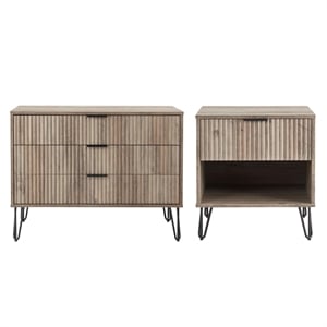 2-piece dumbo standard 3-drawer dresser and dumbo 1.0 nightstand in light gray