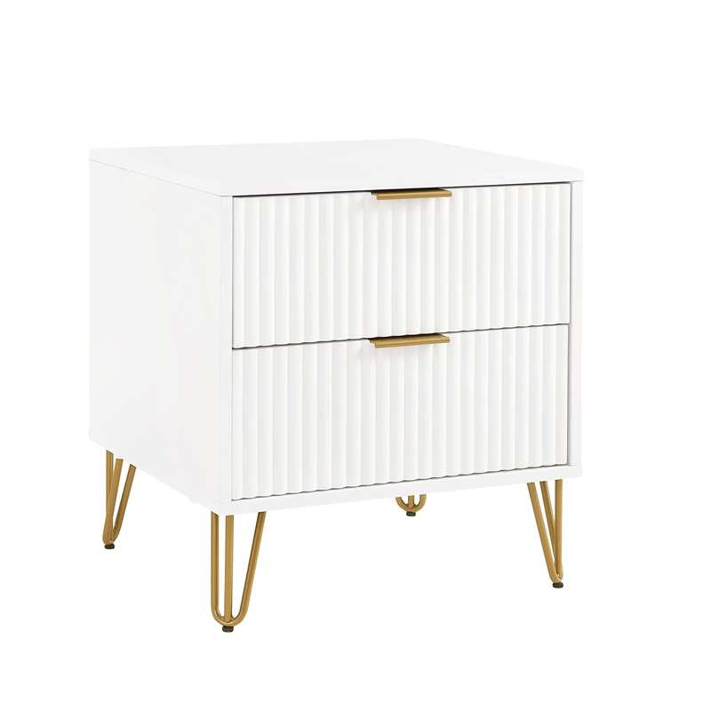 2-Piece DUMBO Standard 3-Drawer Dresser and DUMBO 2.0 Nightstand in White