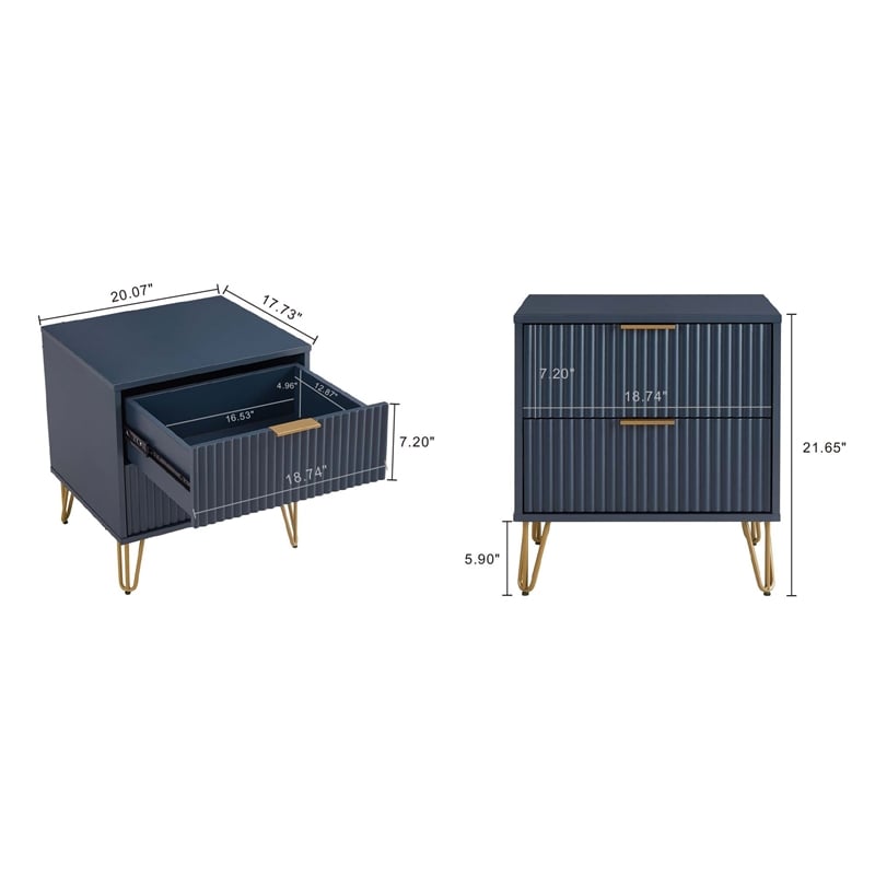 2-Piece DUMBO Standard 3-Drawer Dresser and DUMBO 2.0 Nightstand in Blue