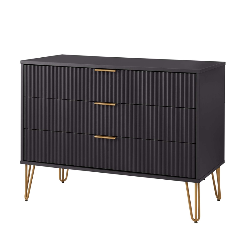 2-Piece DUMBO Standard 3-Drawer Dresser and DUMBO 2.0 Nightstand in Black