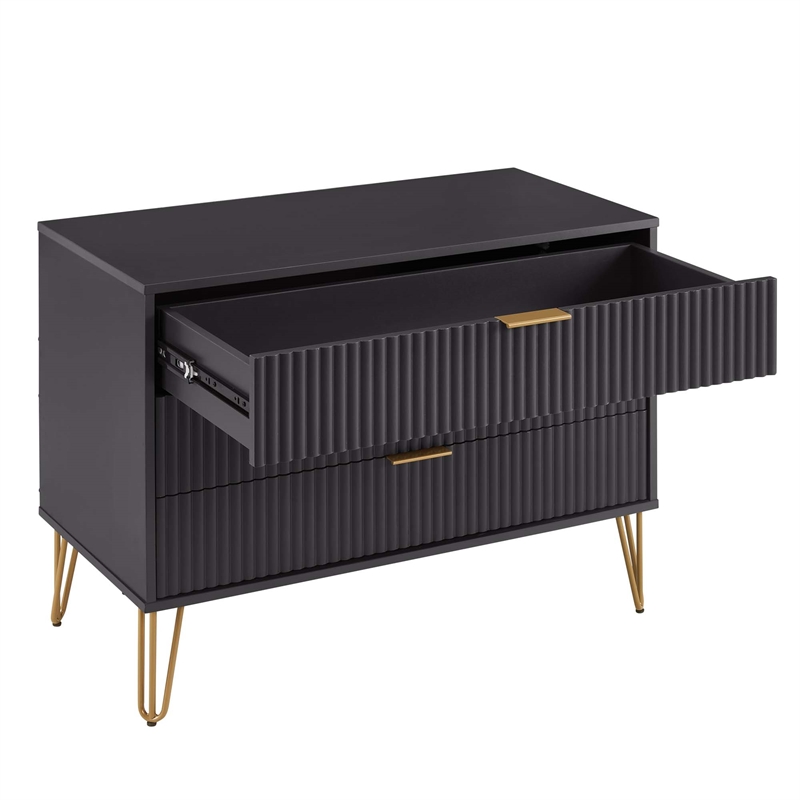 2-Piece DUMBO Standard 3-Drawer Dresser and DUMBO 2.0 Nightstand in Black