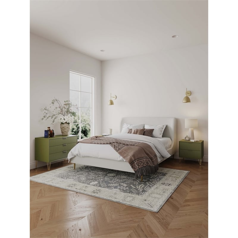 2-Piece DUMBO Standard 3-Drawer Dresser and DUMBO 2.0 Nightstand in Olive Green