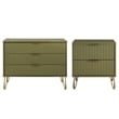 2-Piece DUMBO Standard 3-Drawer Dresser and DUMBO 2.0 Nightstand in Olive Green