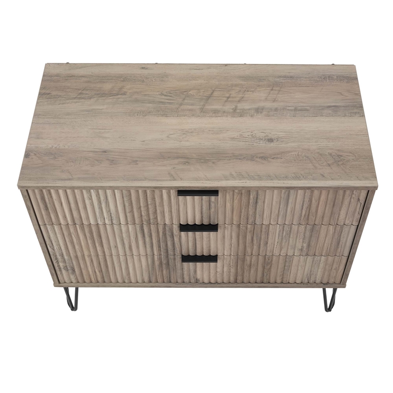 2-Piece DUMBO Standard 3-Drawer Dresser and DUMBO 2.0 Nightstand in Light Grey
