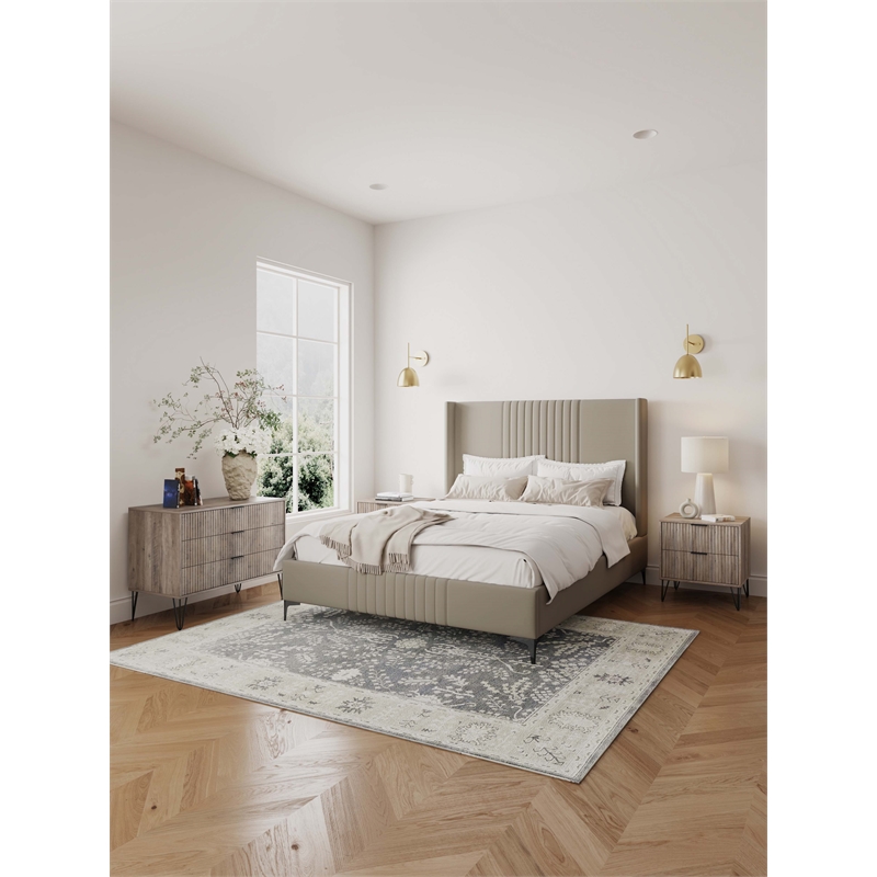 2-Piece DUMBO Standard 3-Drawer Dresser and DUMBO 2.0 Nightstand in Light Grey