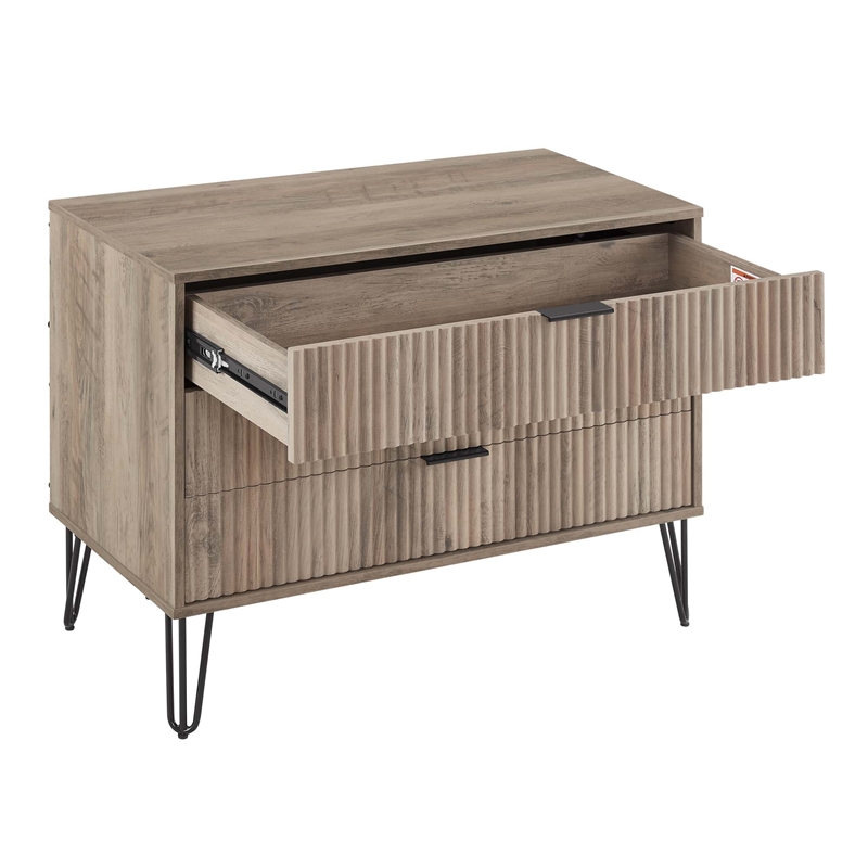 2-Piece DUMBO Standard 3-Drawer Dresser and DUMBO 2.0 Nightstand in Light Grey