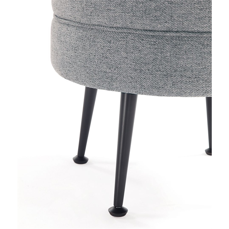 Manhattan Comfort Bailey Ottoman in Gray with Solid Wood Base and Black Feet