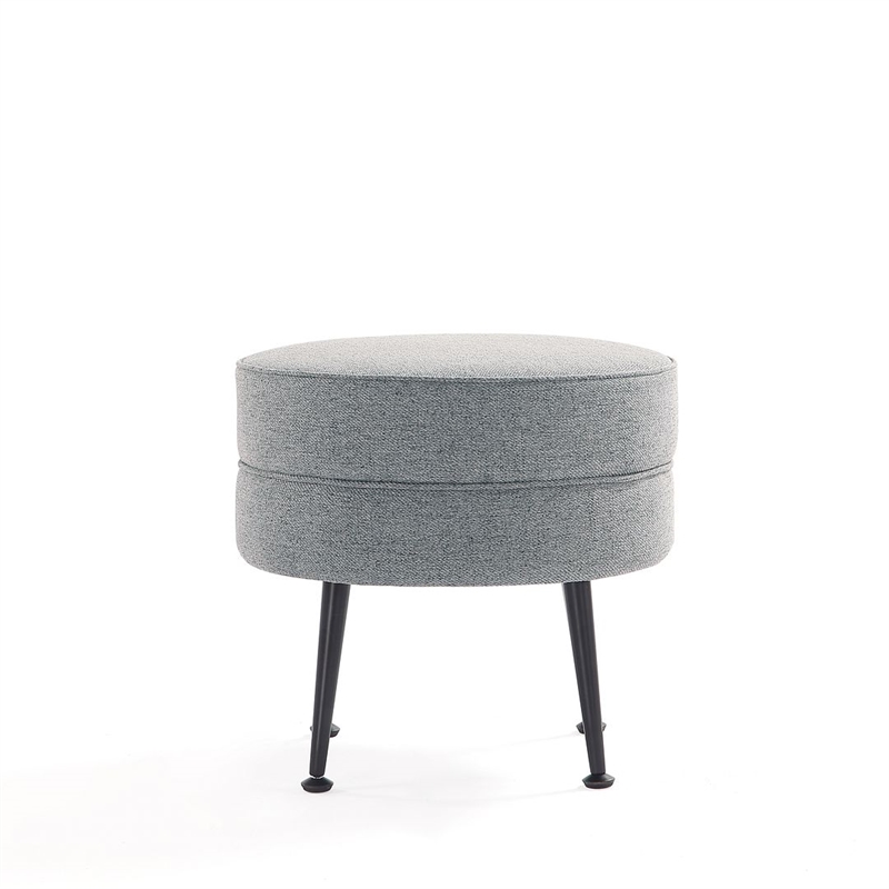 Manhattan Comfort Bailey Ottoman in Gray with Solid Wood Base and Black Feet
