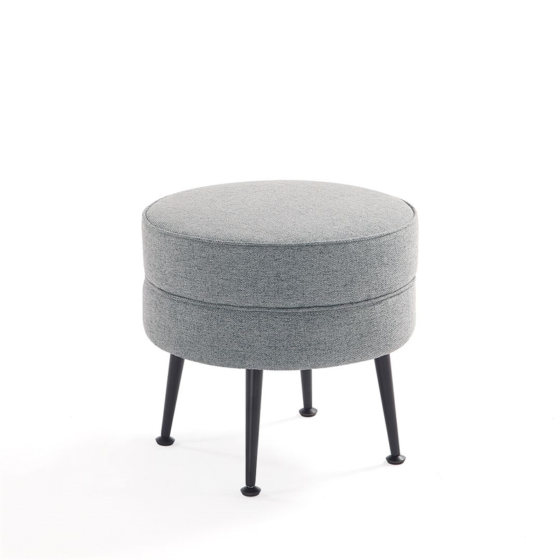 Manhattan Comfort Bailey Ottoman in Gray with Solid Wood Base and Black Feet