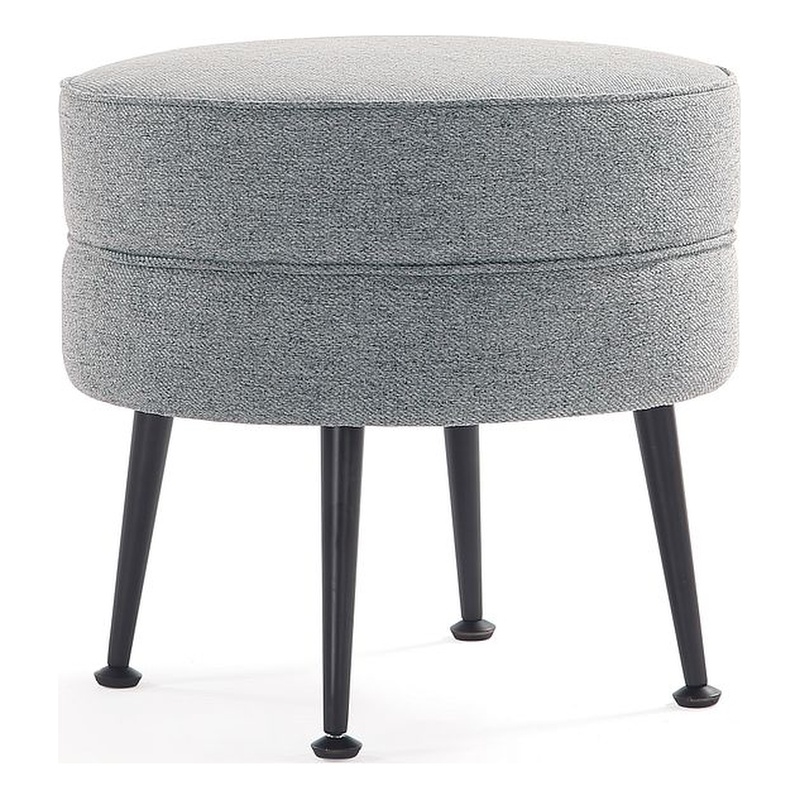 Manhattan Comfort Bailey Ottoman in Gray with Solid Wood Base and Black Feet