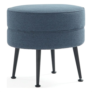 Manhattan Comfort Bailey Ottoman in Blue with Solid Wood Base and Black Feet