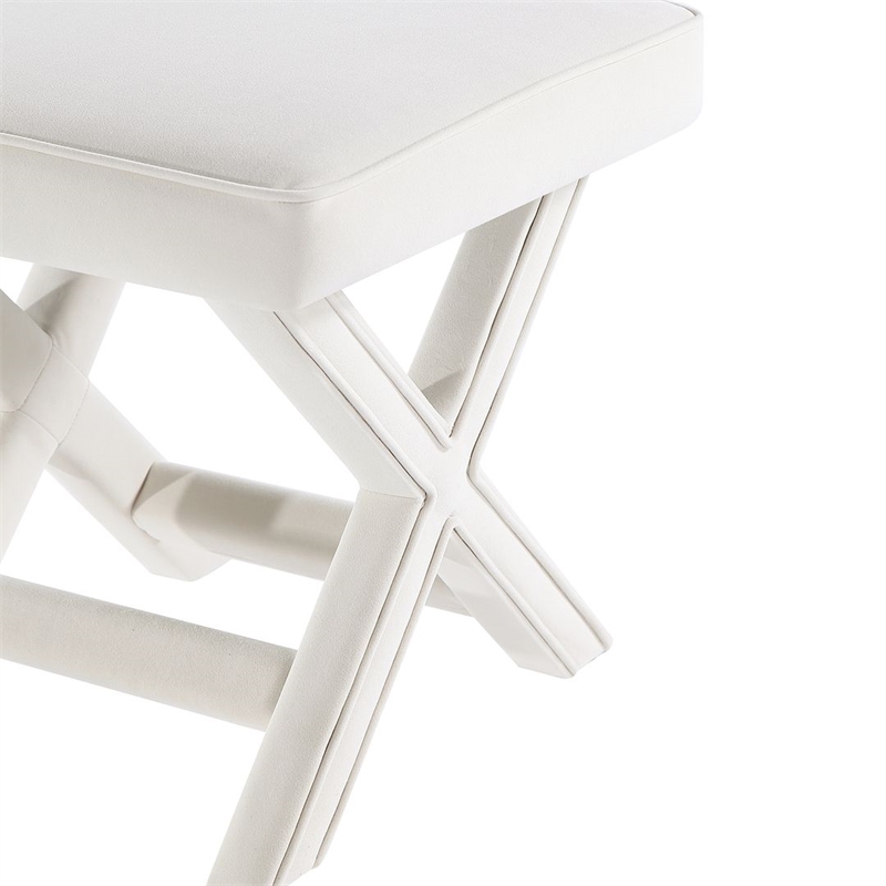 Manhattan Comfort Abigail Single Ottoman Bench with Solid Wood Frame in Cream