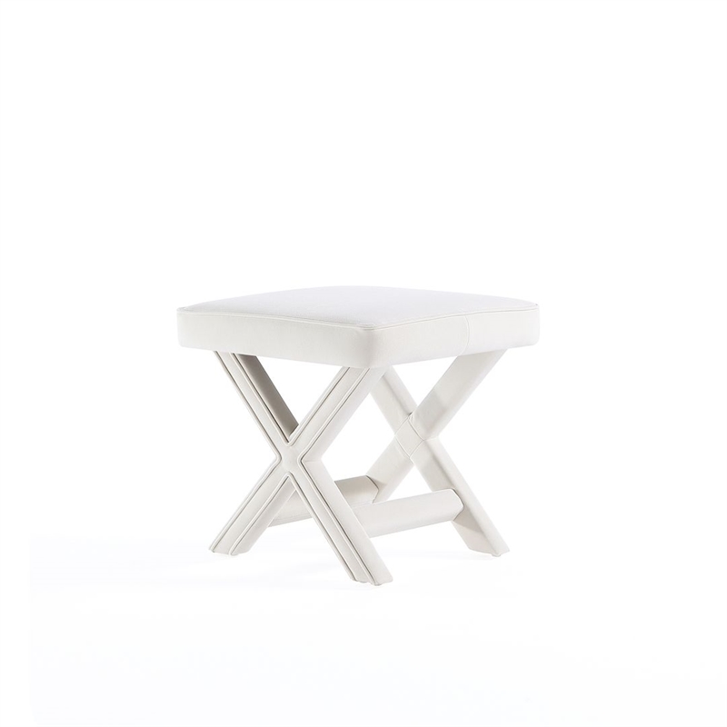 Manhattan Comfort Abigail Single Ottoman Bench with Solid Wood Frame in Cream
