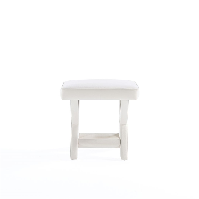 Manhattan Comfort Abigail Single Ottoman Bench with Solid Wood Frame in Cream