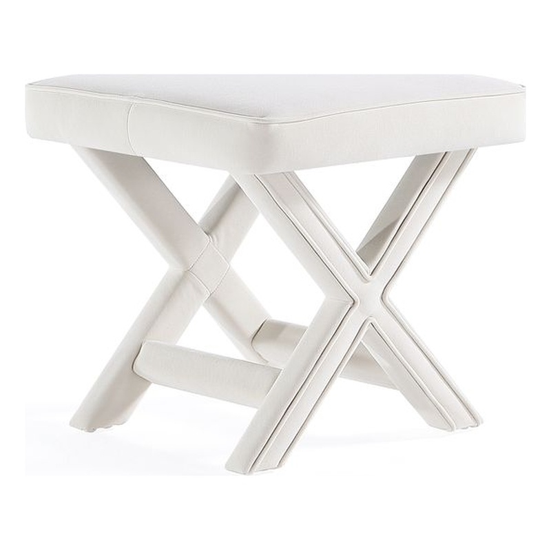 Manhattan Comfort Abigail Single Ottoman Bench with Solid Wood Frame in Cream