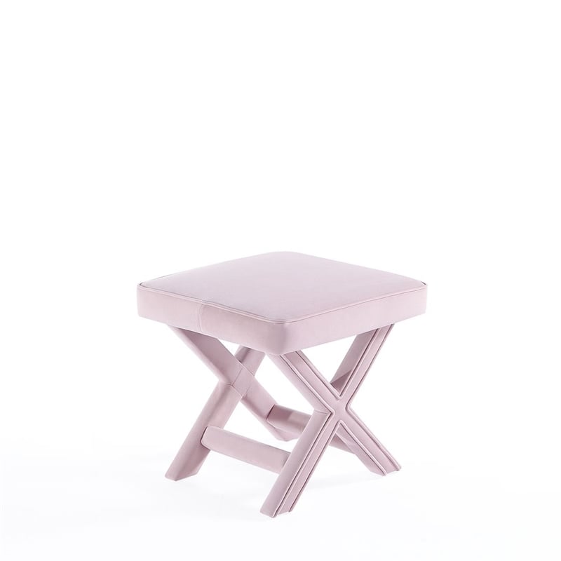 Manhattan Comfort Abigail Single Ottoman Bench with Solid Wood Frame in Pink