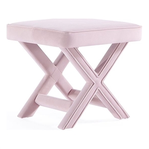 Manhattan Comfort Abigail Single Ottoman Bench with Solid Wood Frame in Pink