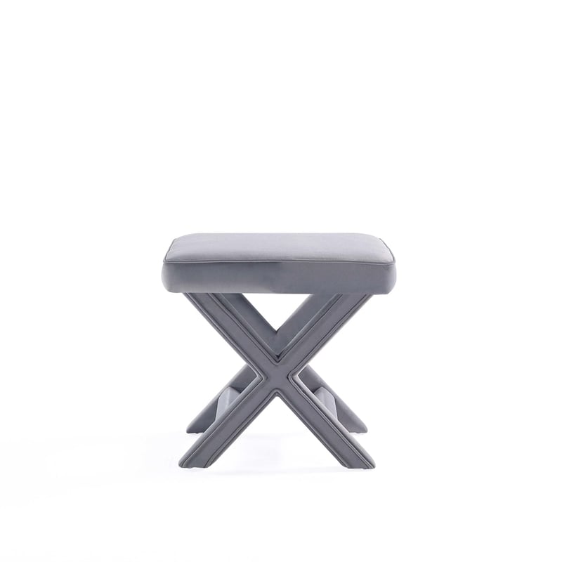Manhattan Comfort Abigail Single Ottoman Bench with Solid Wood Frame in Gray