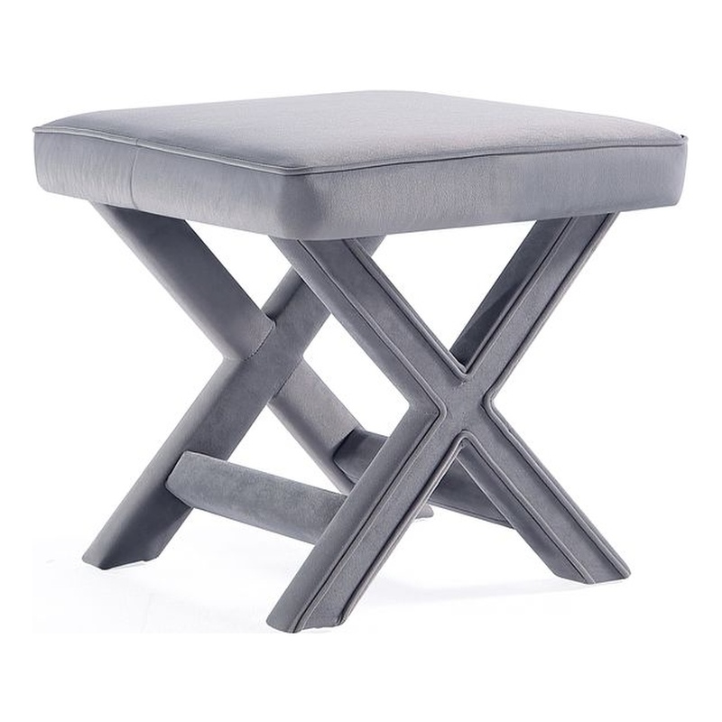Manhattan Comfort Abigail Single Ottoman Bench with Solid Wood Frame in Gray