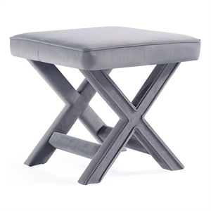Manhattan Comfort Abigail Single Ottoman Bench with Solid Wood Frame in Gray