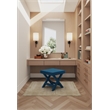 Manhattan Comfort Abigail Single Ottoman Bench with Solid Wood Frame in Blue