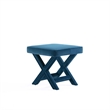 Manhattan Comfort Abigail Single Ottoman Bench with Solid Wood Frame in Blue