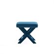 Manhattan Comfort Abigail Single Ottoman Bench with Solid Wood Frame in Blue