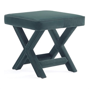 Manhattan Comfort Abigail Single Ottoman Bench with Solid Wood Frame in Green