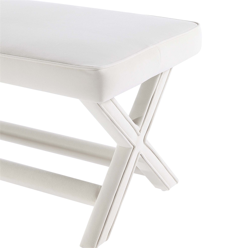 Manhattan Comfort Abigail Double Ottoman Bench with Solid Wood Frame in Cream