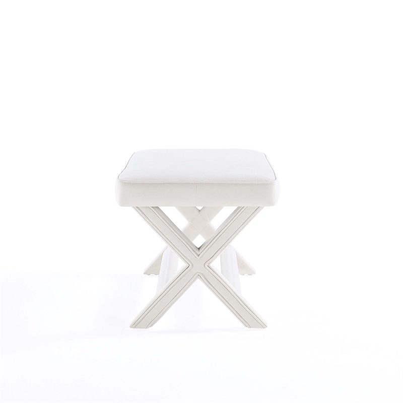 Manhattan Comfort Abigail Double Ottoman Bench with Solid Wood Frame in Cream