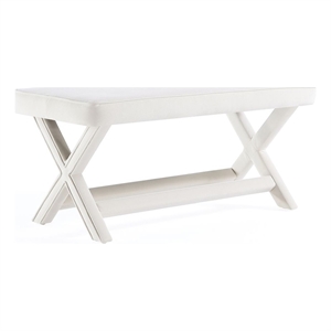 Manhattan Comfort Abigail Double Ottoman Bench with Solid Wood Frame in Cream