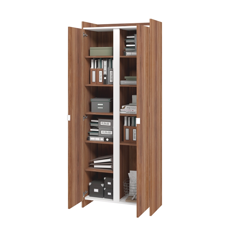 Manhattan Comfort Ratzer Storage Cabinet from Engineered Wood in Brown and White