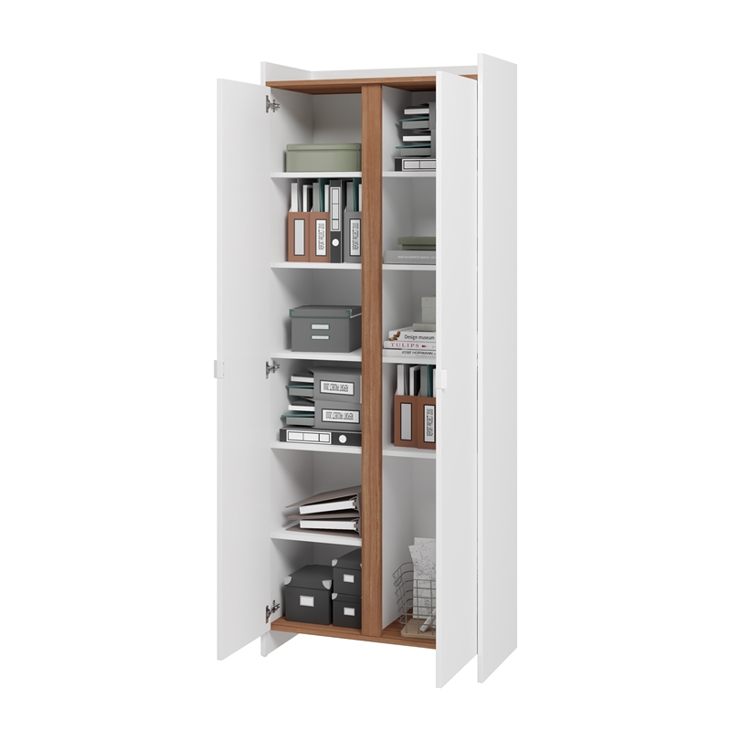 Manhattan Comfort Ratzer Storage Cabinet from Engineered Wood in White and Brown