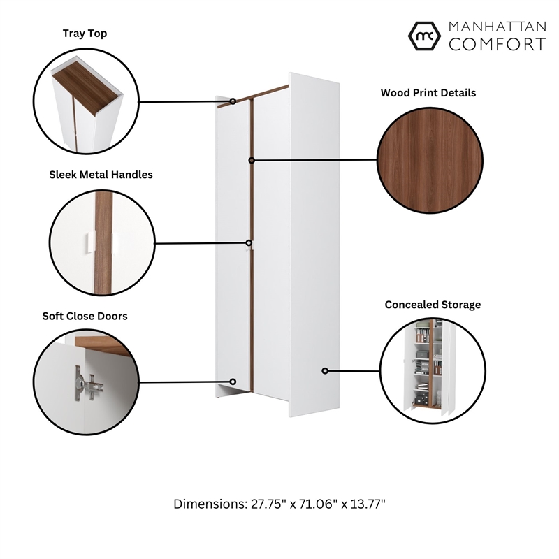 Manhattan Comfort Ratzer Storage Cabinet from Engineered Wood in White and Brown