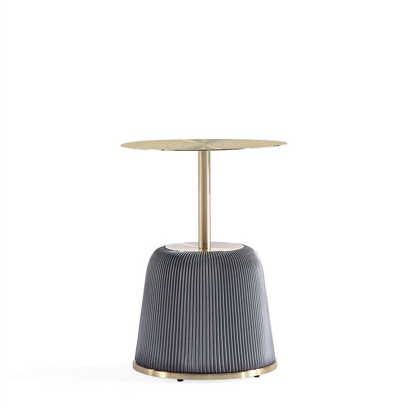 Manhattan Comfort Anderson End Table 1.0 with Steel Frame in Gray - Set of 2