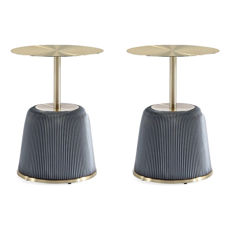 Manhattan Comfort Anderson End Table 1.0 with Steel Frame in Gray - Set of 2