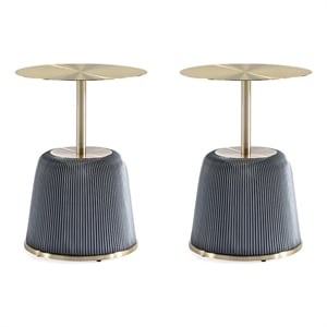 Manhattan Comfort Anderson End Table 1.0 with Steel Frame in Gray - Set of 2