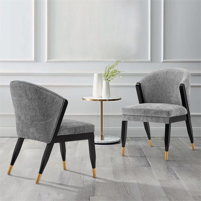 Manhattan Comfort Ola Dining Chair with Solid Wood Frame in Gray  - Set of 2