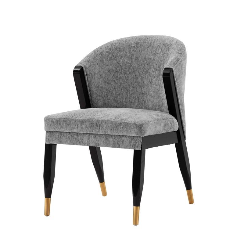 Manhattan Comfort Ola Dining Chair with Solid Wood Frame in Gray  - Set of 2