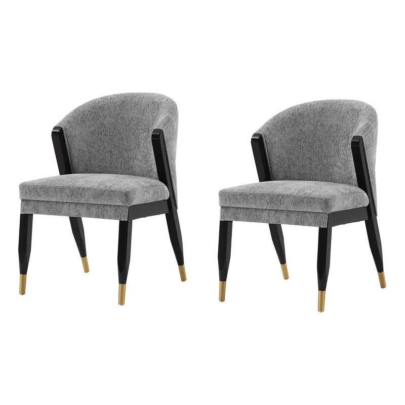Manhattan Comfort Ola Dining Chair with Solid Wood Frame in Gray  - Set of 2