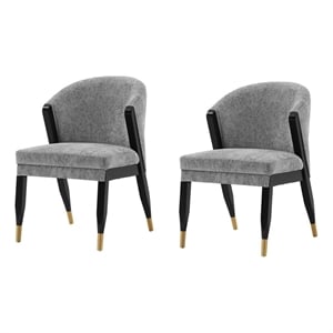 Manhattan Comfort Ola Dining Chair with Solid Wood Frame in Gray  - Set of 2